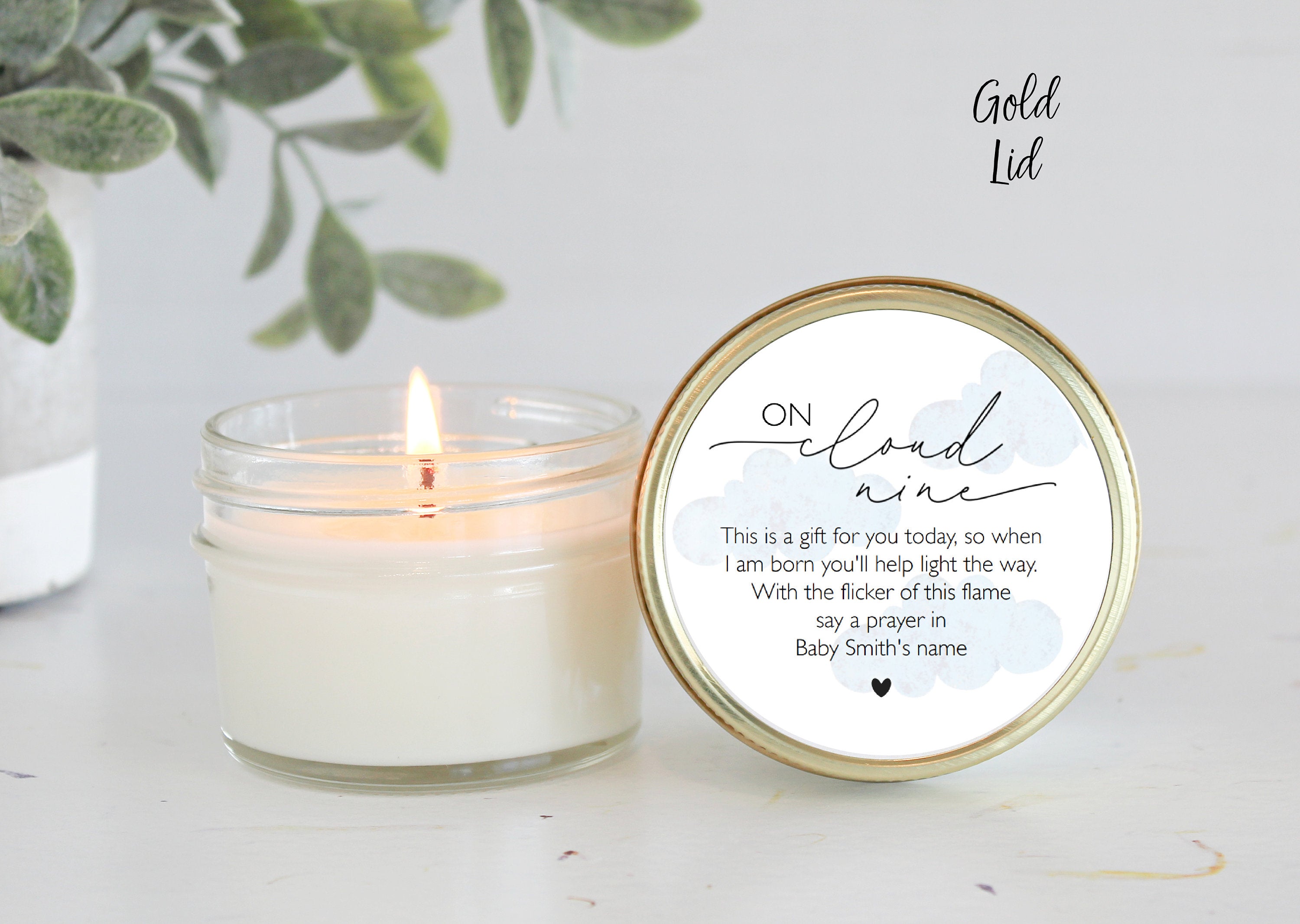 On Cloud Nine Baby Shower Favors / 4 oz Candle Favors / Baby Boy Shower / Baby Girl Shower / Baby Shower Gift / Personalized / Poem