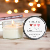 Personalized Teacher Gift / Personalized 4oz Candle Favors / It takes a big heart to teach little minds /Soy Candle Favors /Gift for Teacher