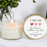 Personalized Teacher Gift / Personalized 4oz Candle Favors / It takes a big heart to teach little minds /Soy Candle Favors /Gift for Teacher