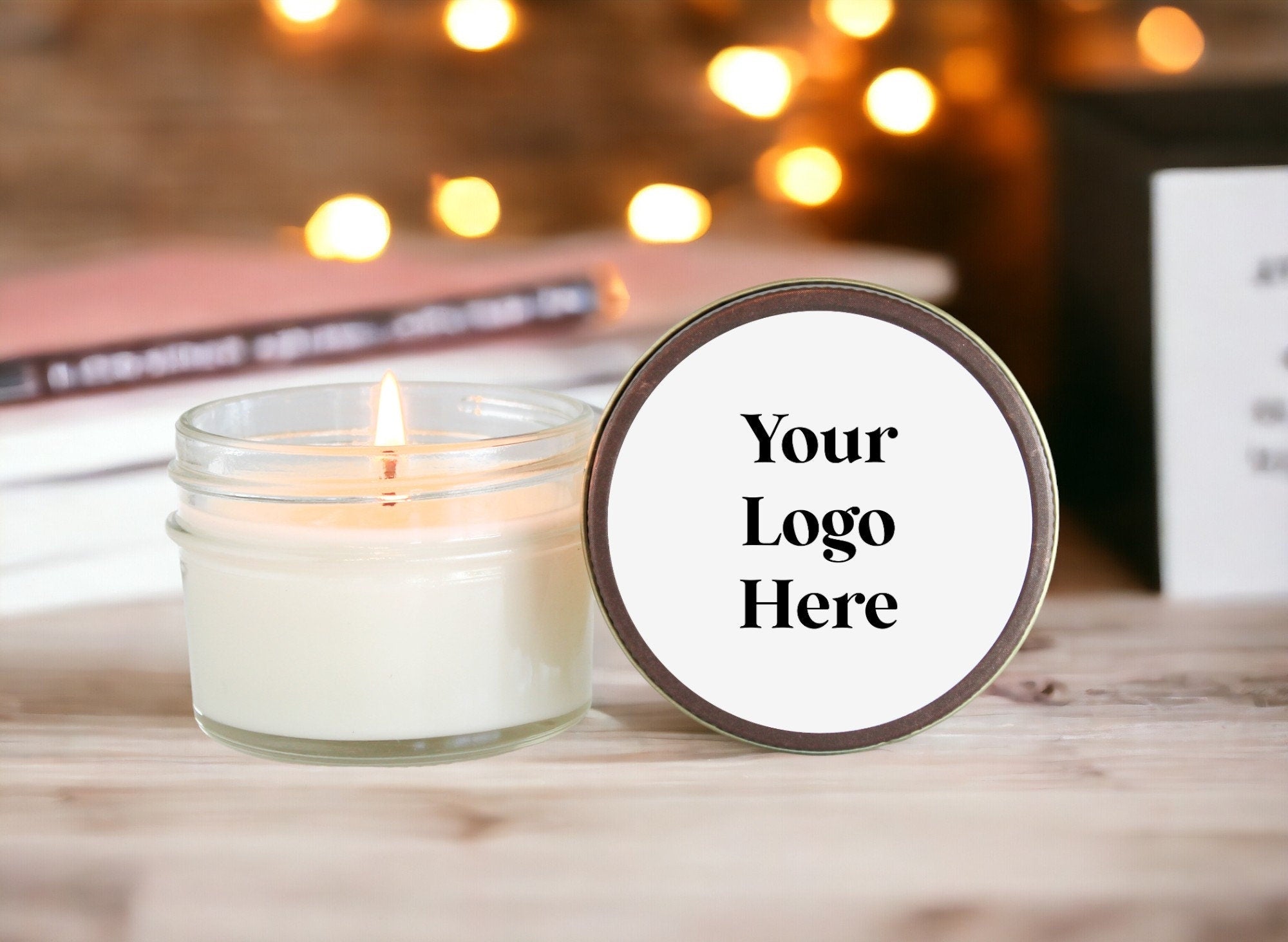 Your Logo Candles / 4 oz soy candle favor / Holiday Gifts / For Clients / Employees / Personalized / For Swag / Company Logo Gift / Realtor