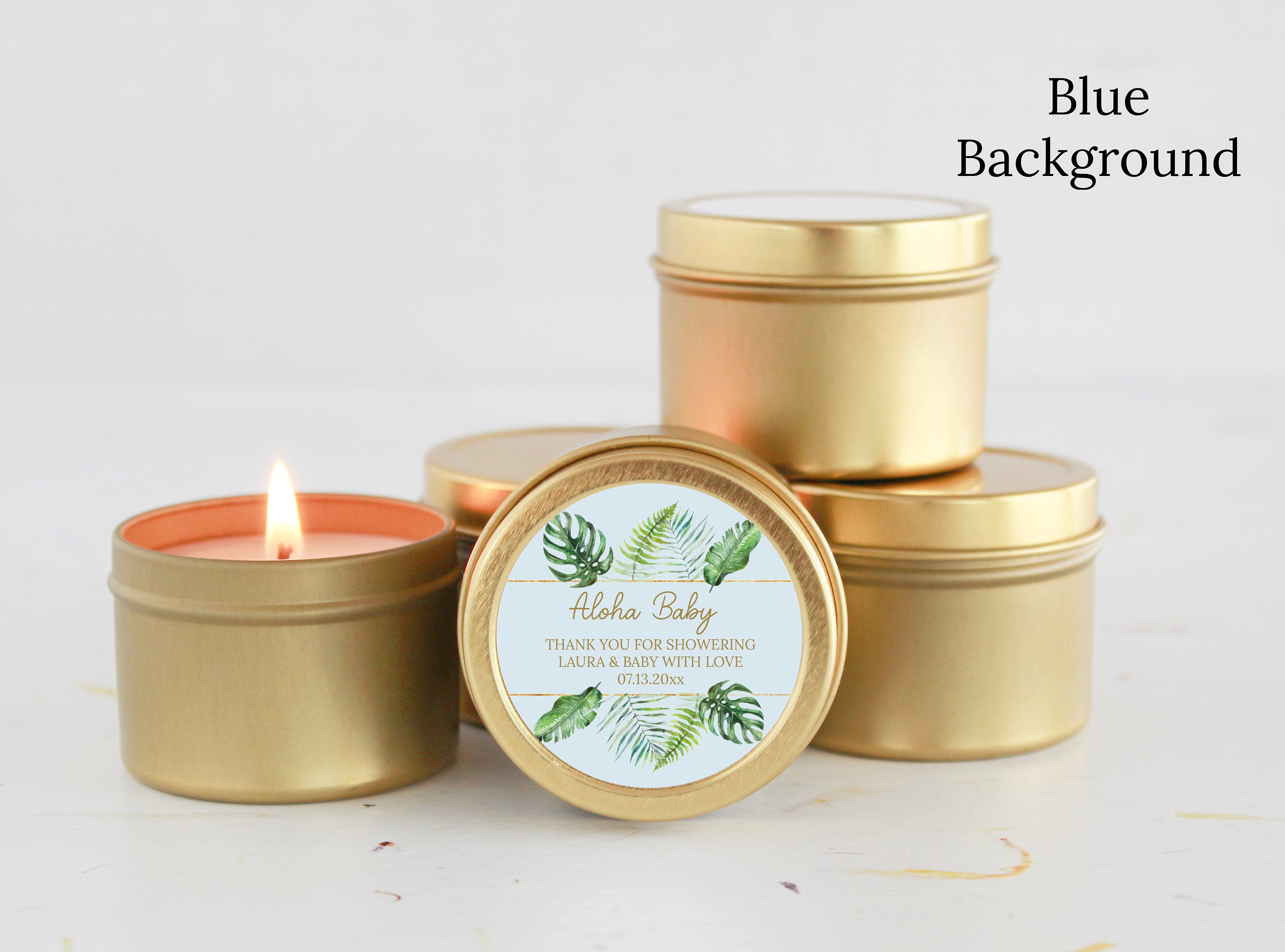 Tropical Baby Shower Candle Favors / Aloha Baby / Jungle Favors / Bulk Set of 10 / Boy Baby Shower / Girl Baby Shower / Palm Leaf Favors