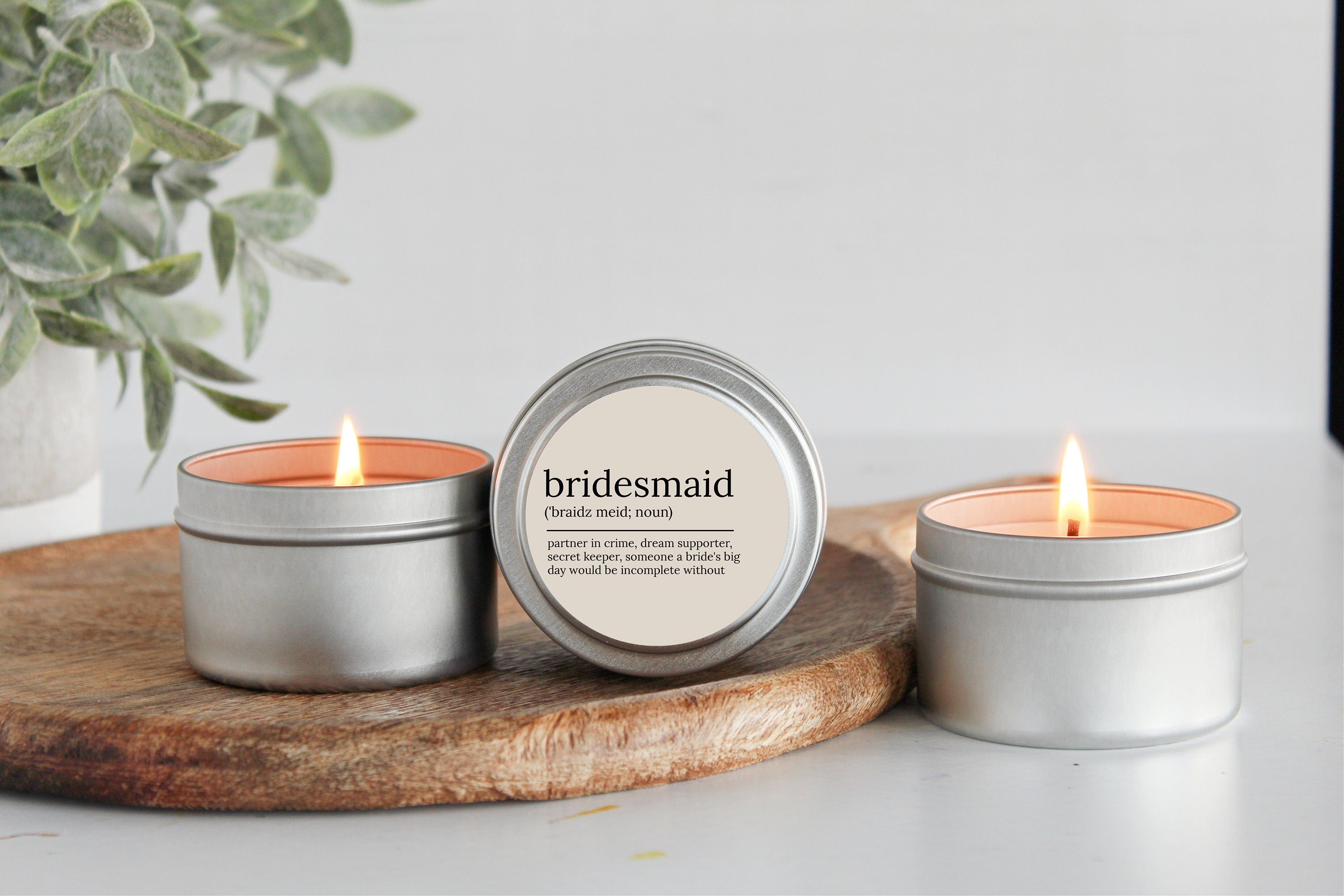 Bulk Bridesmaid Proposal Gift / Bridesmaid noun candle / Soy Candle Tin / Small Bridesmaid Gift / Bridal Party Box Idea / Gift From Bride
