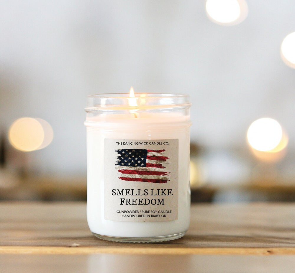 Smells Like Freedom Soy Candle / American Flag / July 4th Patriotic Gift / Scented Candle / Independence Day Home Decor Summer Hostess Gift