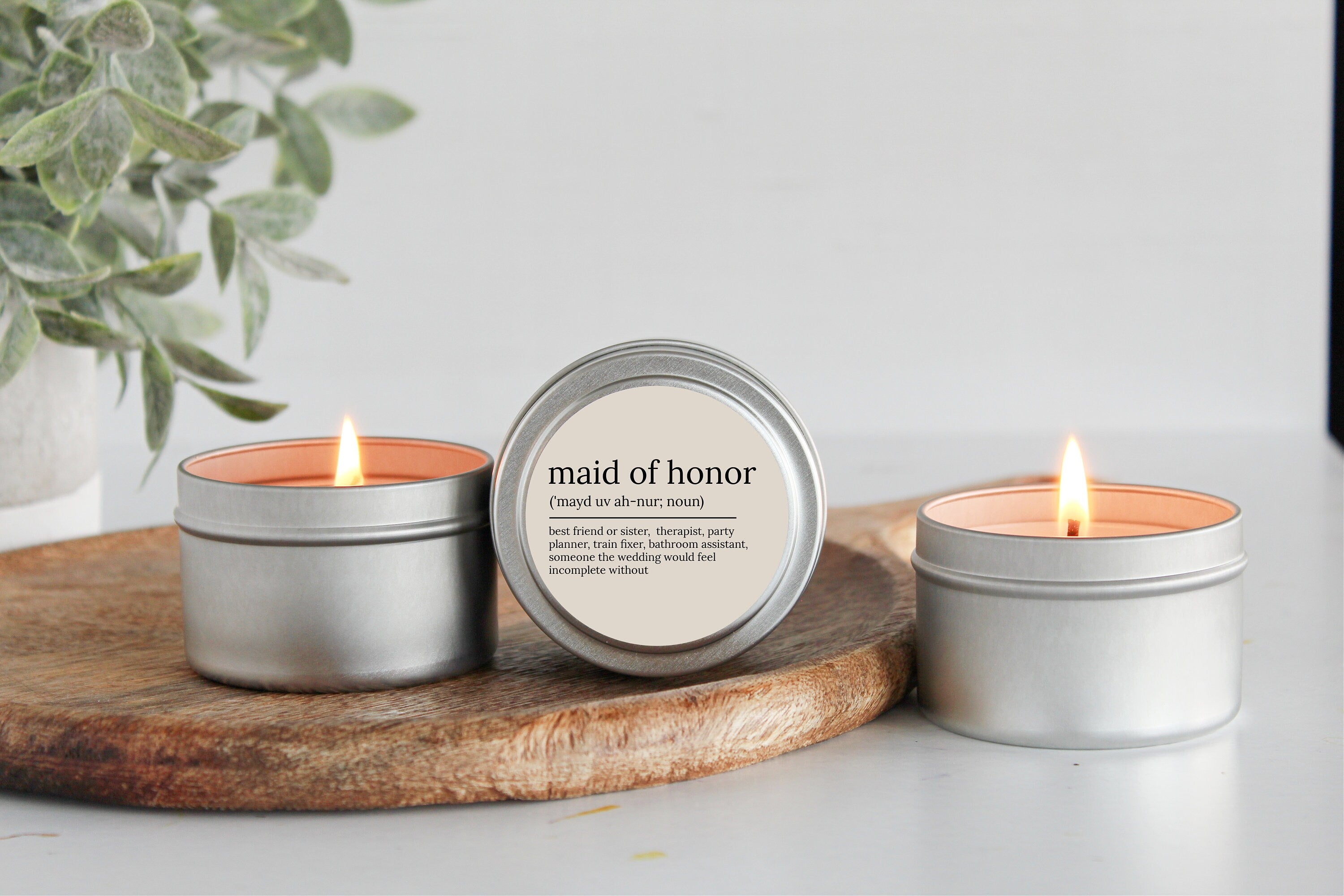 Maid of Honor Proposal Gift / Maid of Honor noun candle / Soy Candle Tin / Small Bridal Party Gift / Bridal Party Box Idea / Best Friend