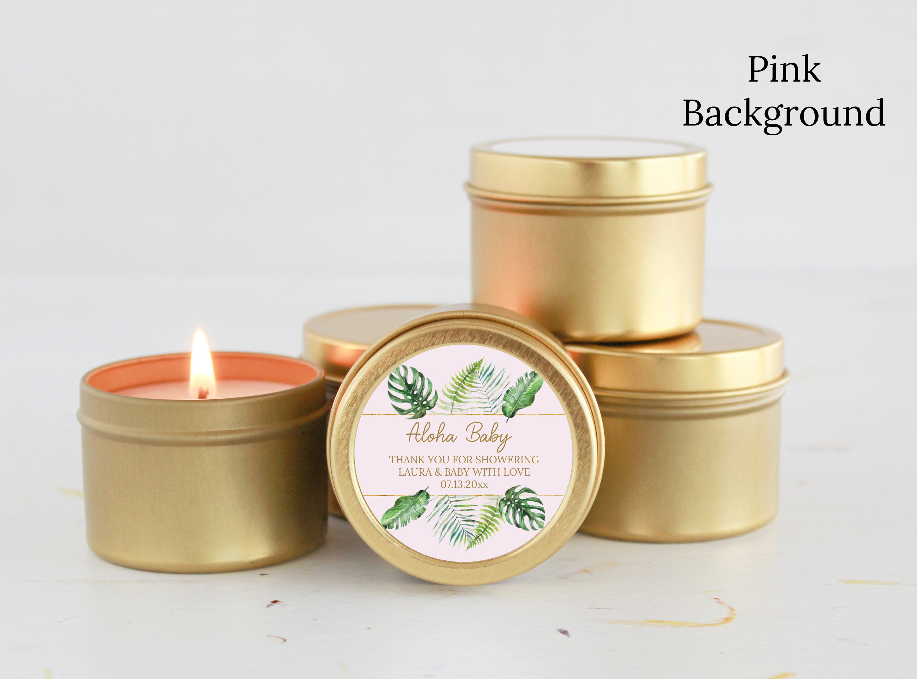 Tropical Baby Shower Candle Favors / Aloha Baby / Jungle Favors / Bulk Set of 10 / Boy Baby Shower / Girl Baby Shower / Palm Leaf Favors
