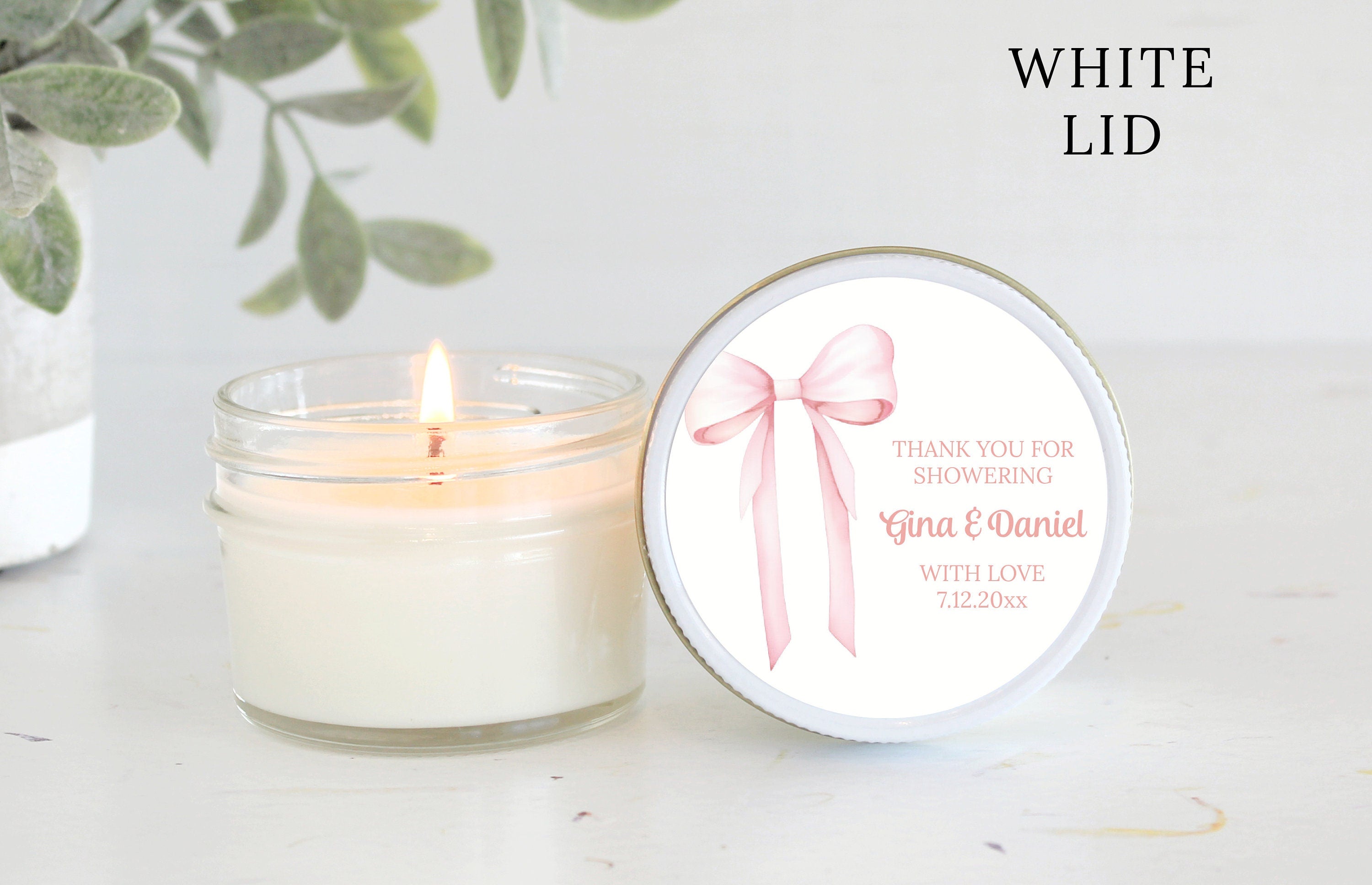 Pink Bow Baby Shower Favors / 4 oz Soy Candle Favor / Girl Baby Shower / Party Favors Blush Bow / Coquette Baby Shower / Bridal Shower