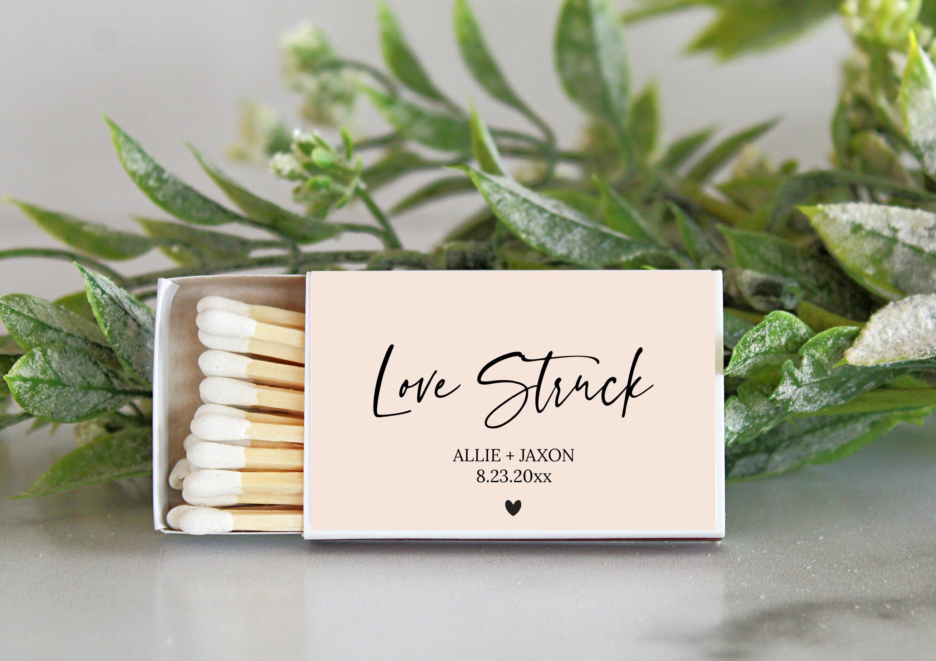 Love Struck Personalized Matches / Set of 10 / Wedding Favors / Reception Favors / Bridal Shower / Engagement Party Favors