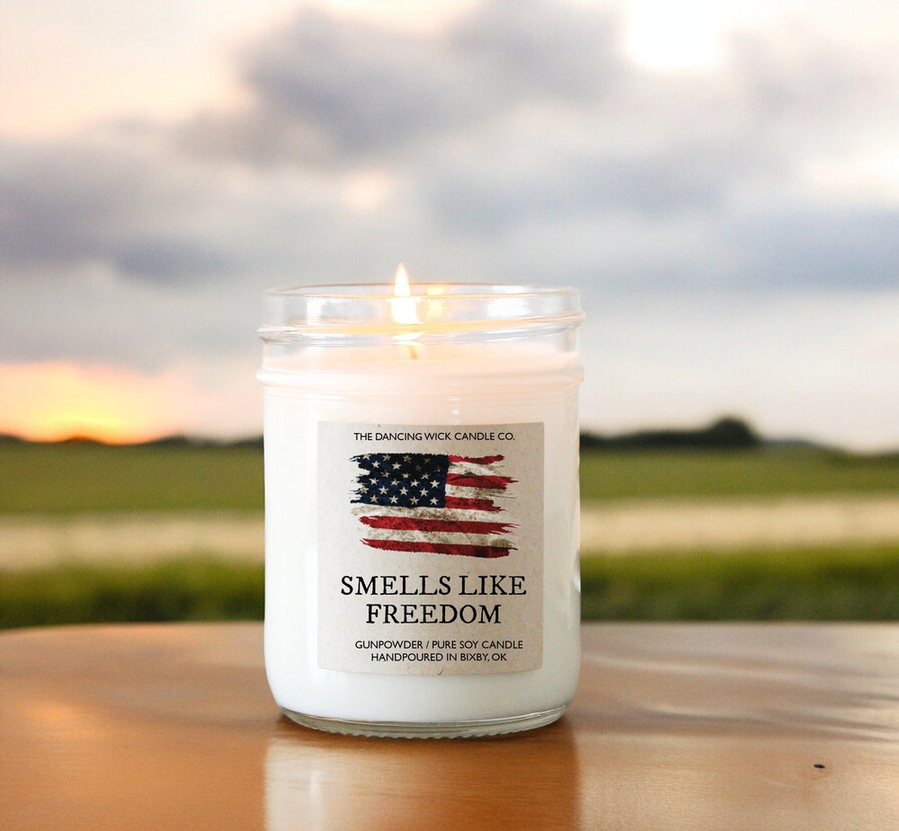 Smells Like Freedom Soy Candle / American Flag / July 4th Patriotic Gift / Scented Candle / Independence Day Home Decor Summer Hostess Gift