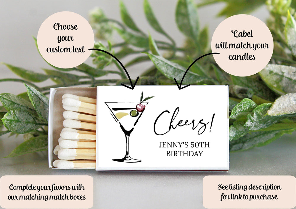 Adult Birthday Party Favor candles / Set of 10 Soy Candles / Cheers to 30 years / 40 years / 50 years / 60th Birthday / 70th / Dirty 30