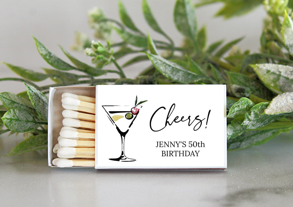 Adult "Cheers" Birthday Party Match Box - Set of 10