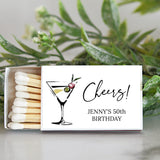 Adult Birthday Party Match Box Favors / Personalized / Set of 10 / Cheers! / Dirty 30 / 50th Birthday / 21st Birthday / Party Favors / Drink