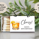 Adult Birthday Party Match Box Favors / Personalized / Set of 10 / Cheers! / Dirty 30 / 50th Birthday / 21st Birthday / Party Favors / Drink