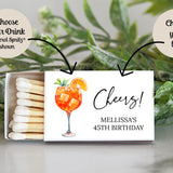 Adult Birthday Party Match Box Favors / Personalized / Set of 10 / Cheers! / Dirty 30 / 50th Birthday / 21st Birthday / Party Favors / Drink