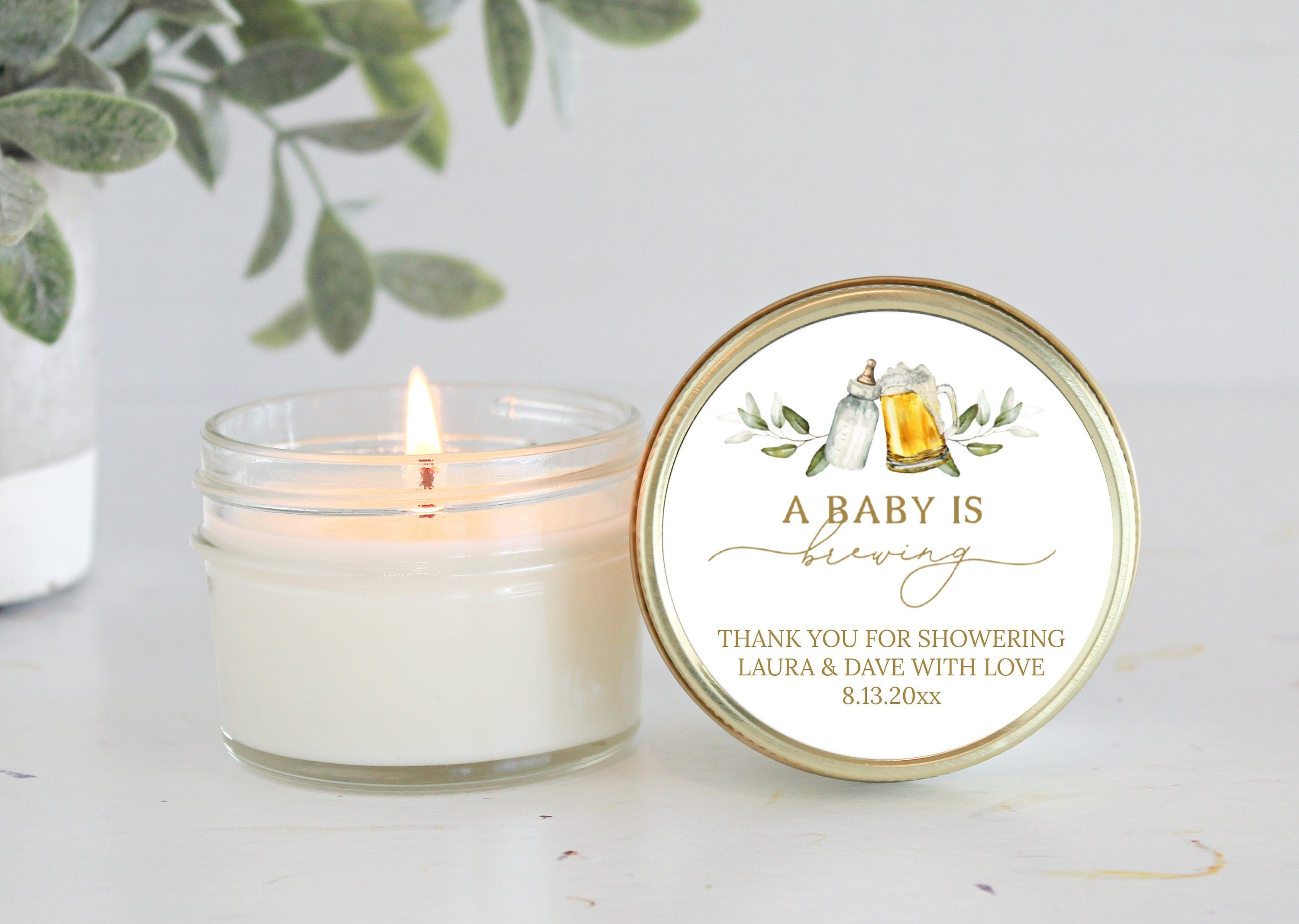 A Baby is Brewing / 4 oz Soy Candle Favor / Boy Baby Shower / Girl Baby Shower / Coed Baby Shower / Custom Party Favors Coffee Beer Bottle