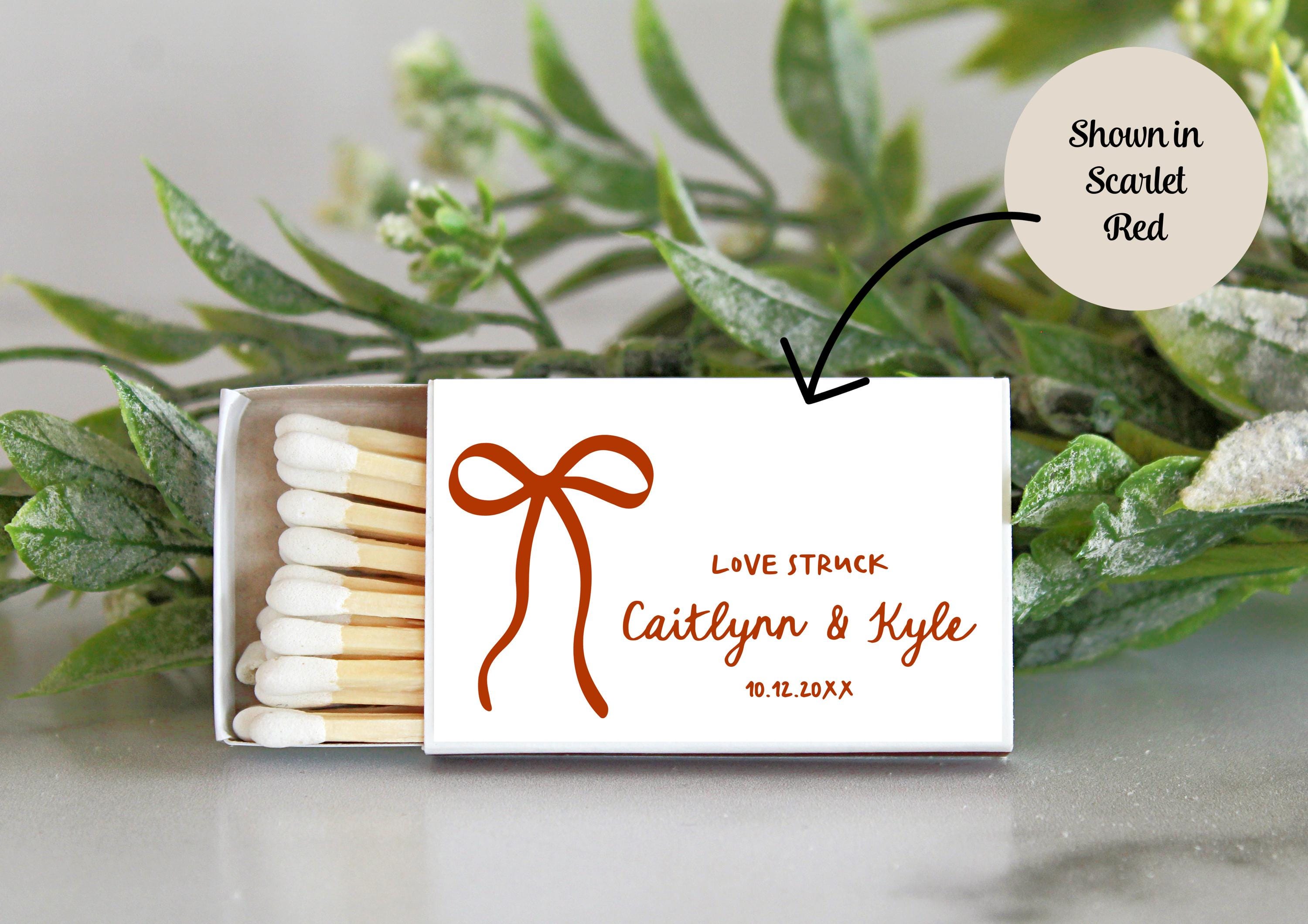 Bow Matchbox Favors / Personalized Matches / Set of 10 / Wedding Favors / The Perfect Match / Reception Favors / Bridal Shower / Hand drawn