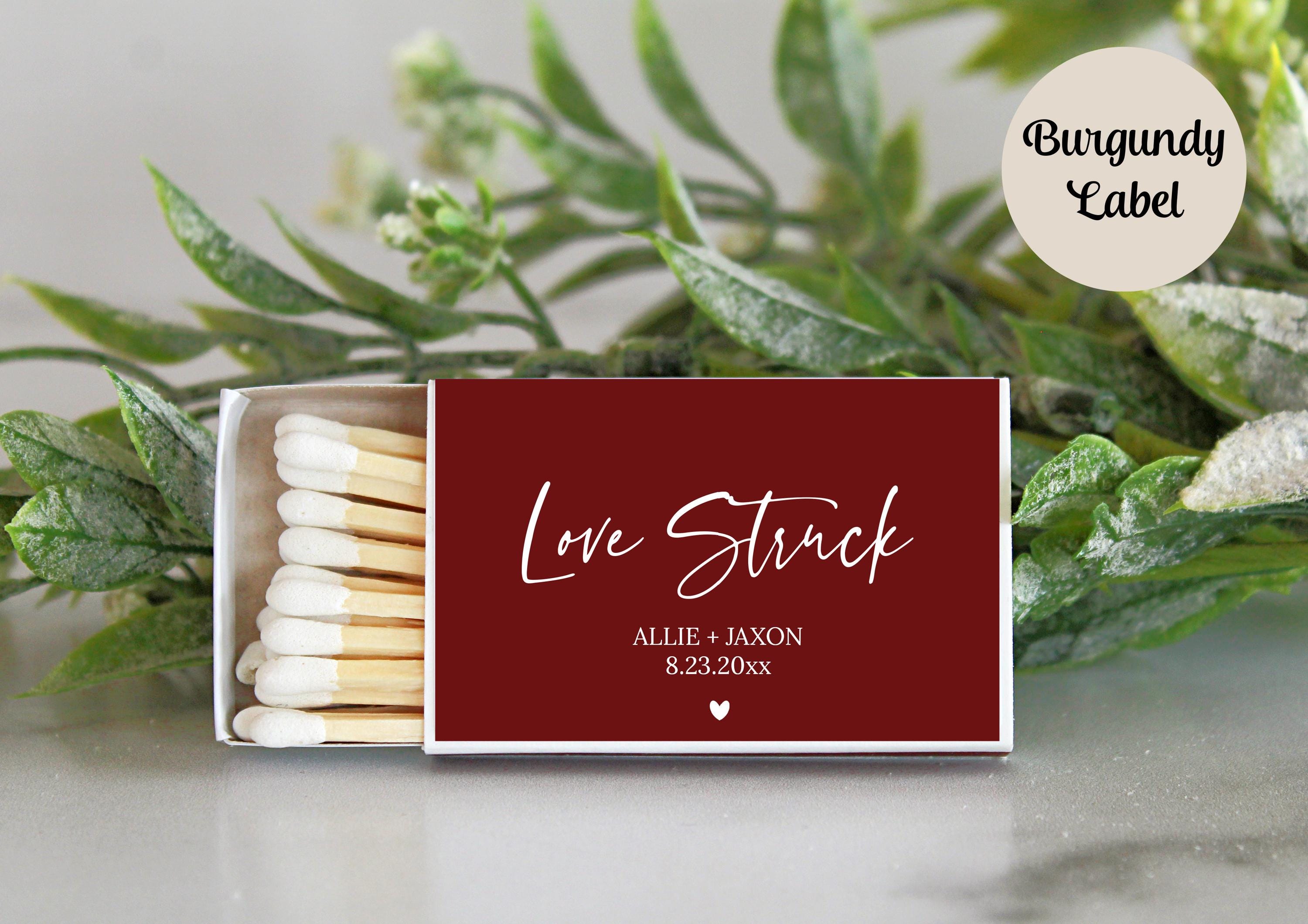Love Struck Personalized Matches / Set of 10 / Wedding Favors / Reception Favors / Bridal Shower / Engagement Party Favors