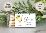 Adult Birthday Party Match Box Favors / Personalized / Set of 10 / Cheers! / Dirty 30 / 50th Birthday / 21st Birthday / Party Favors / Drink