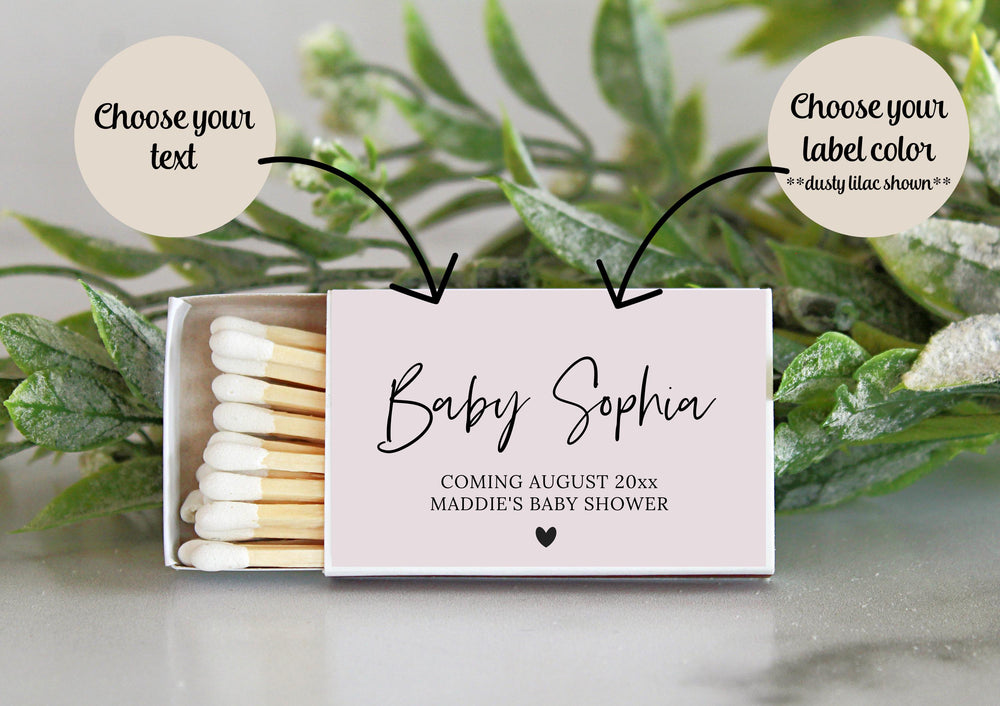 BULK Baby Shower Matches / SET OF 10 / Custom Matches / Baby Shower Favors / Personalized Shower Favors / Custom Party Favors / Unique Favor