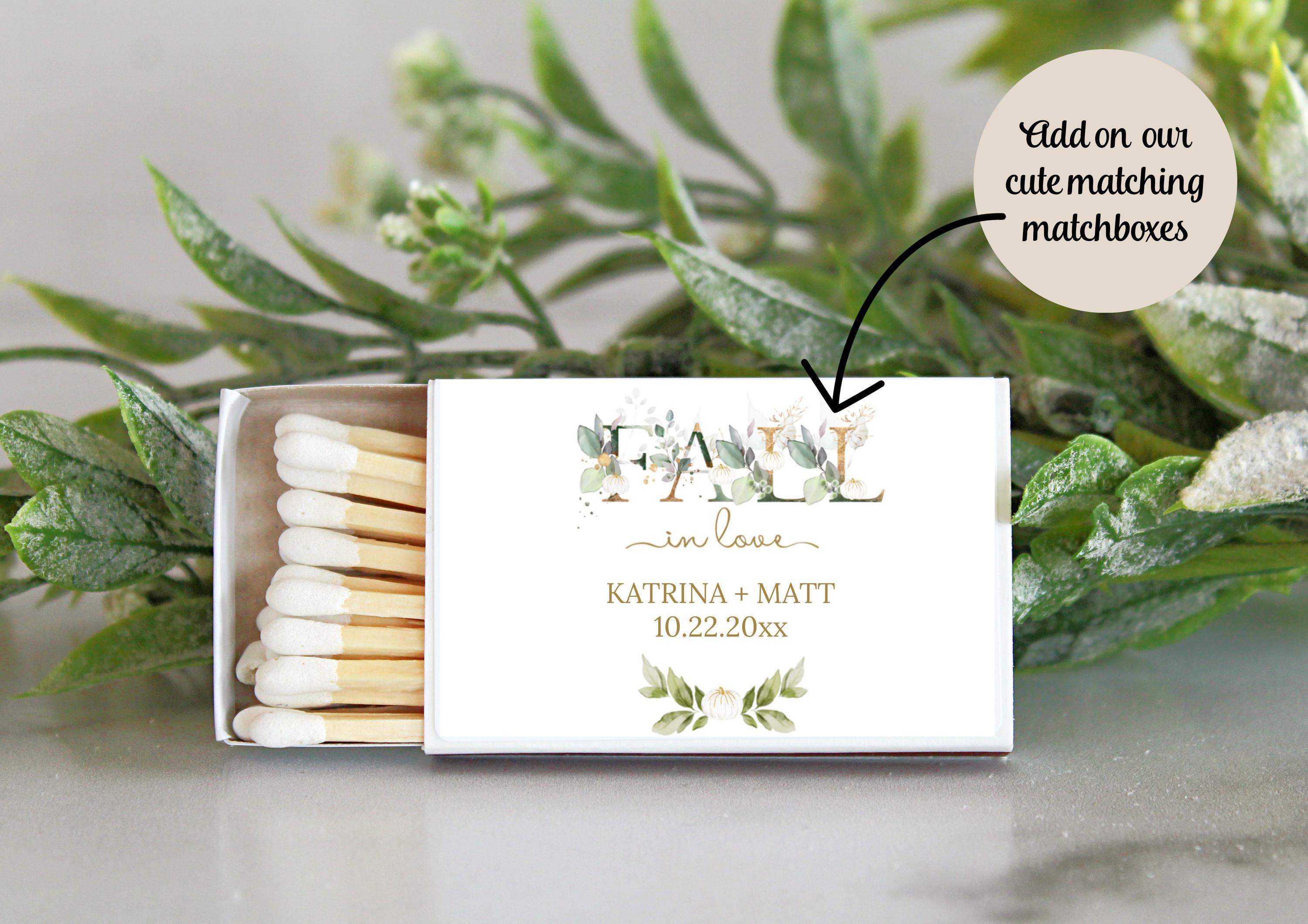 Fall In Love Wedding Favor / Set of 10 Candle Favors / White Pumpkin, Greenery, Gold Style / Bulk for Guests / Bridal Shower Favors