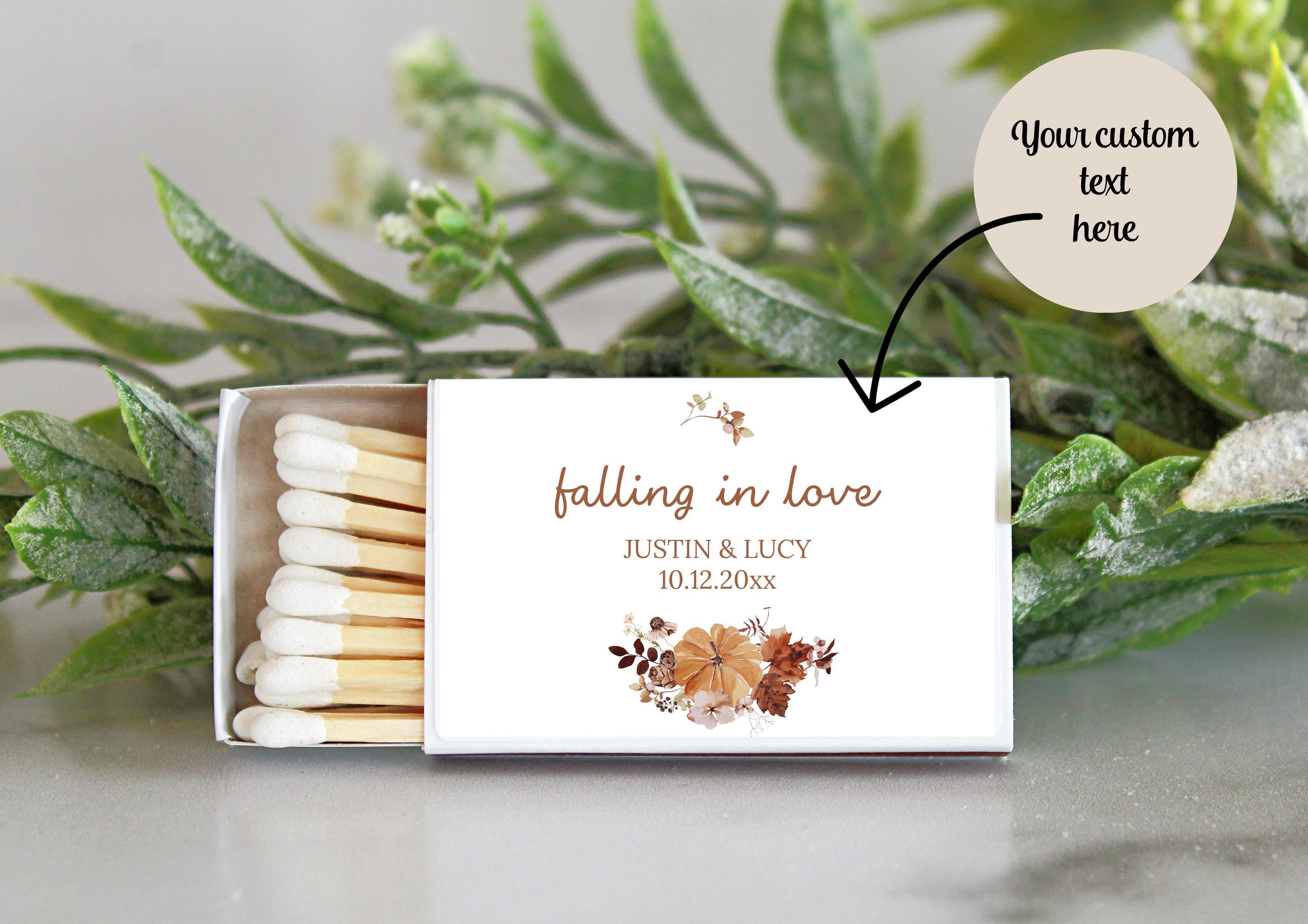 Fall Wedding Match Box Favors / Set of 10 / Personalized Favors / The Perfect Match / Reception Favors / Bridal Shower / Pumpkin Favors