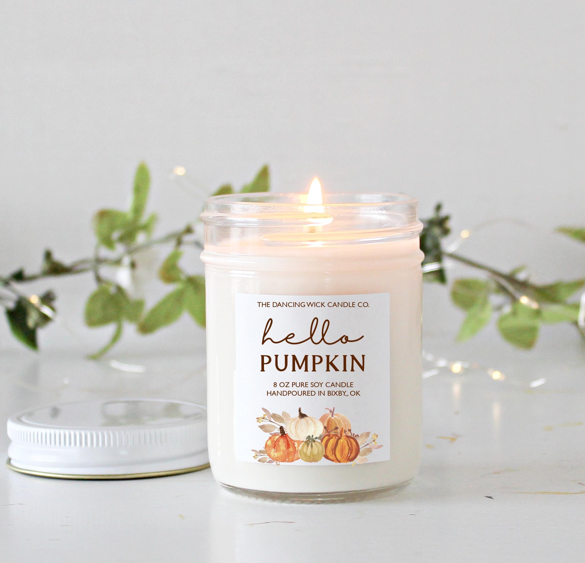 Hello Pumpkin Fall Candle / Autumn Decor / Friendsgiving / Thanksgiving / Hostess Gift / Scented Soy Candle / Pumpkin Spice / Cinnamon