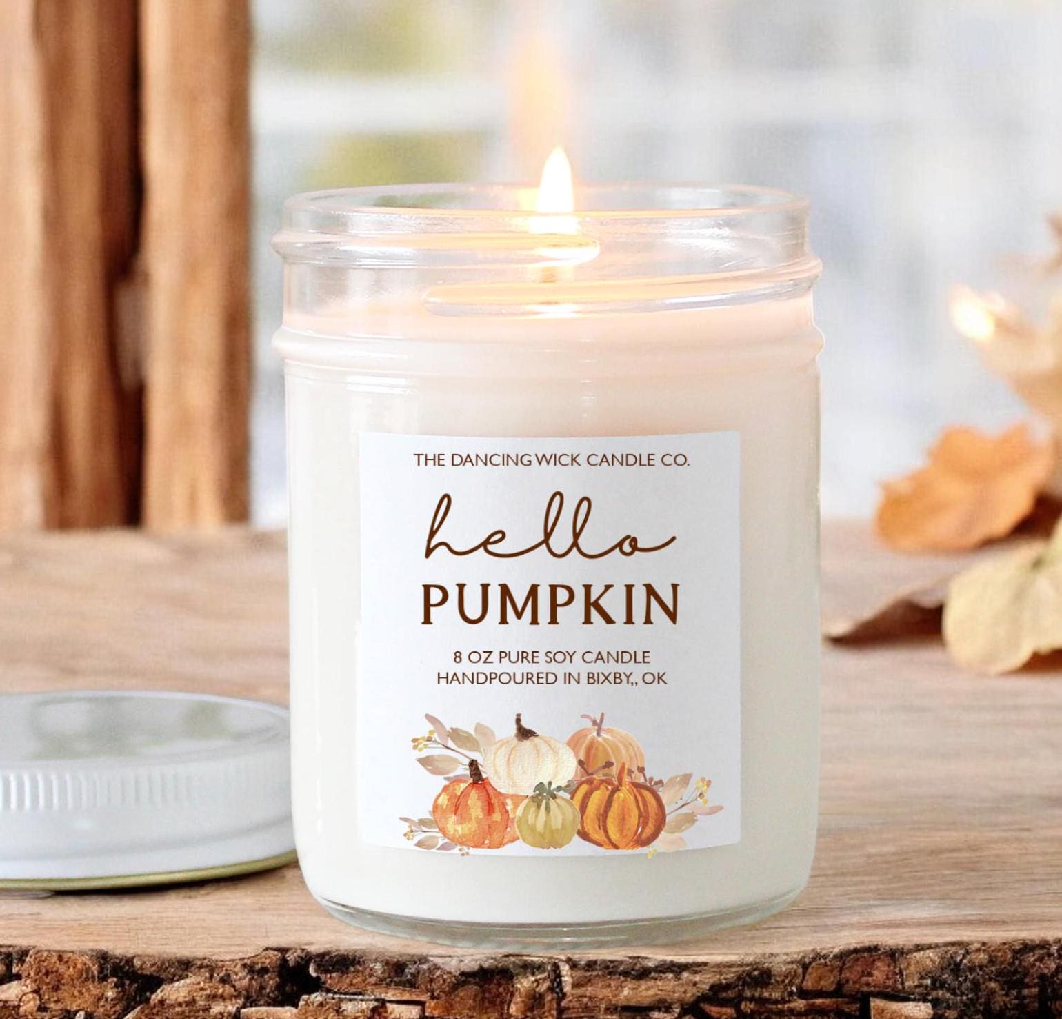 Hello Pumpkin Fall Candle / Autumn Decor / Friendsgiving / Thanksgiving / Hostess Gift / Scented Soy Candle / Pumpkin Spice / Cinnamon