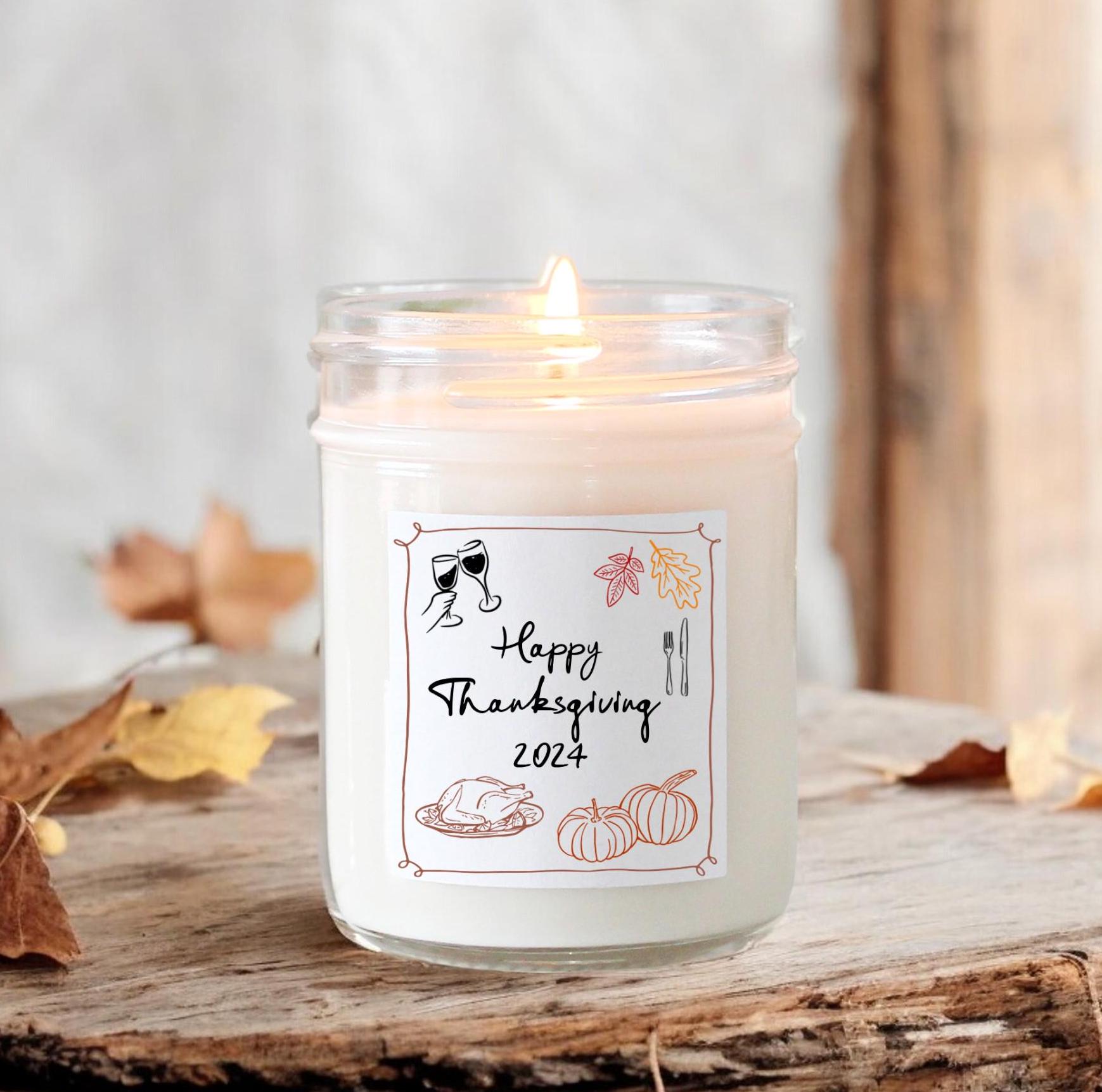 Happy Friendsgiving Soy Candle / Autumn Decor / Cute Fall Decor / Thanksgiving / Hostess Gift / Scented Candle / Pumpkin Spice / Hand Drawn