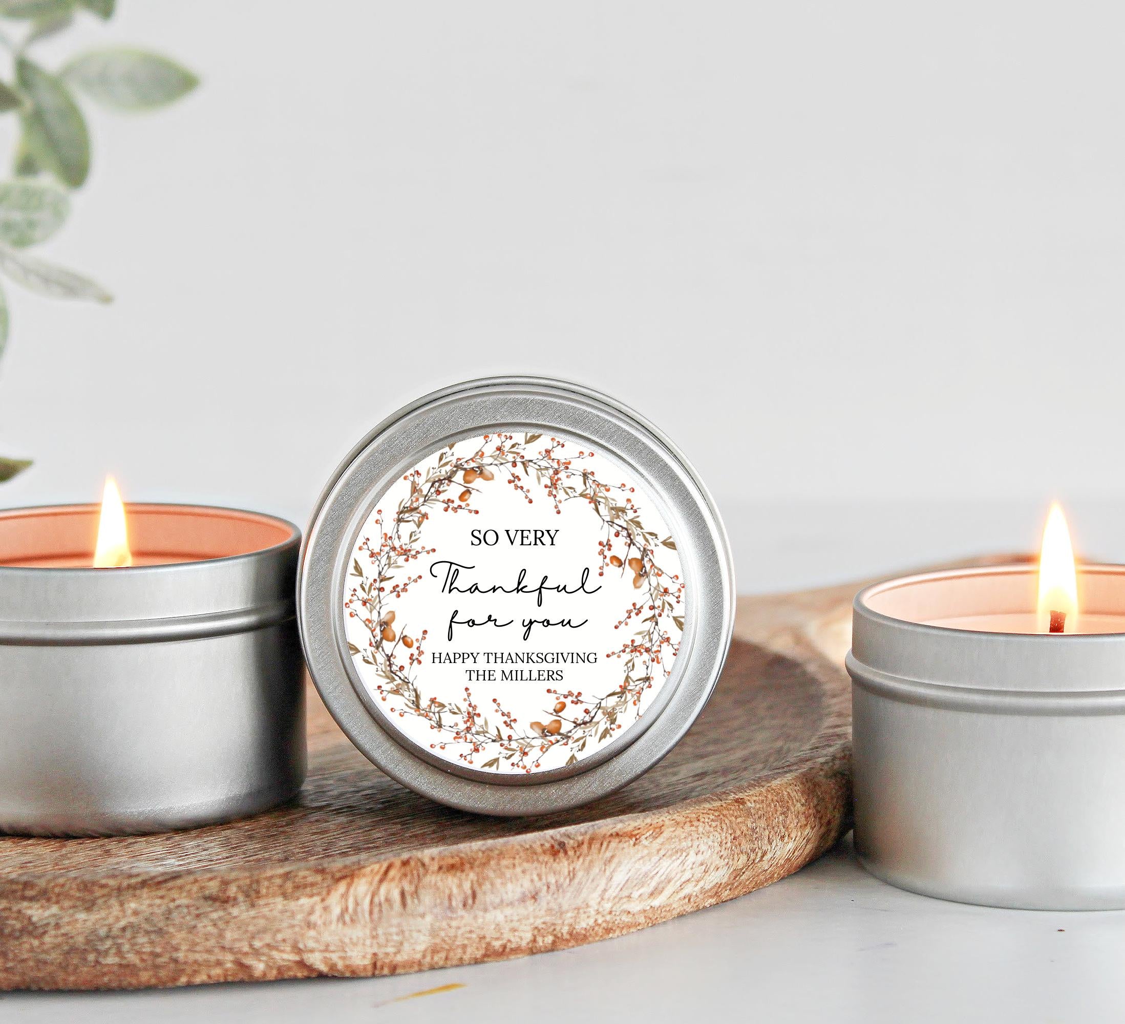 Thanksgiving Favor / Set of 10 Candle Tins / Bulk For Guests / So Very Thankful for you / Happy Friendsgiving / Fall Party Favors