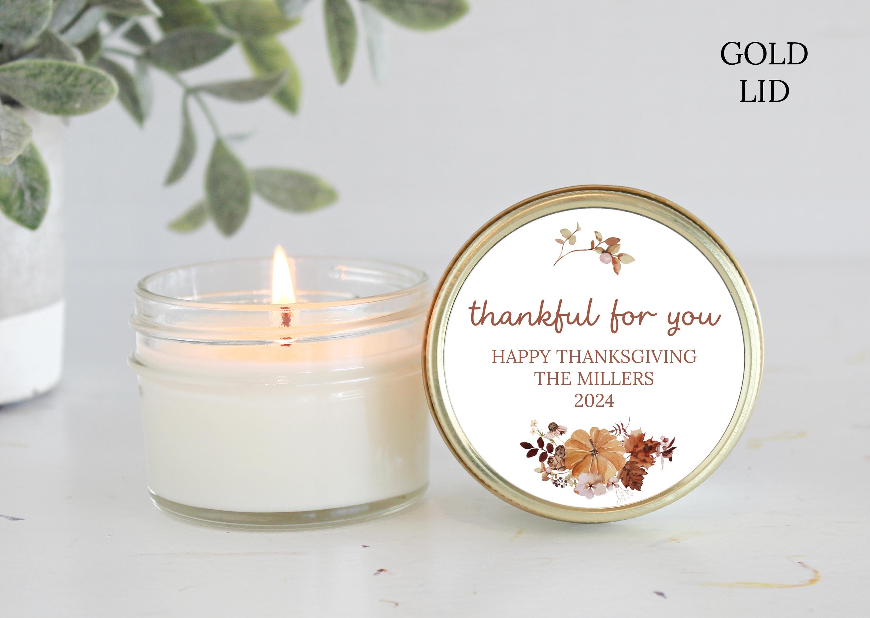 Thanksgiving Candle Favor / Thankful for you / Thanksgiving Table / Fall Candle / Hostess Gift / 4 oz. Candle Favors