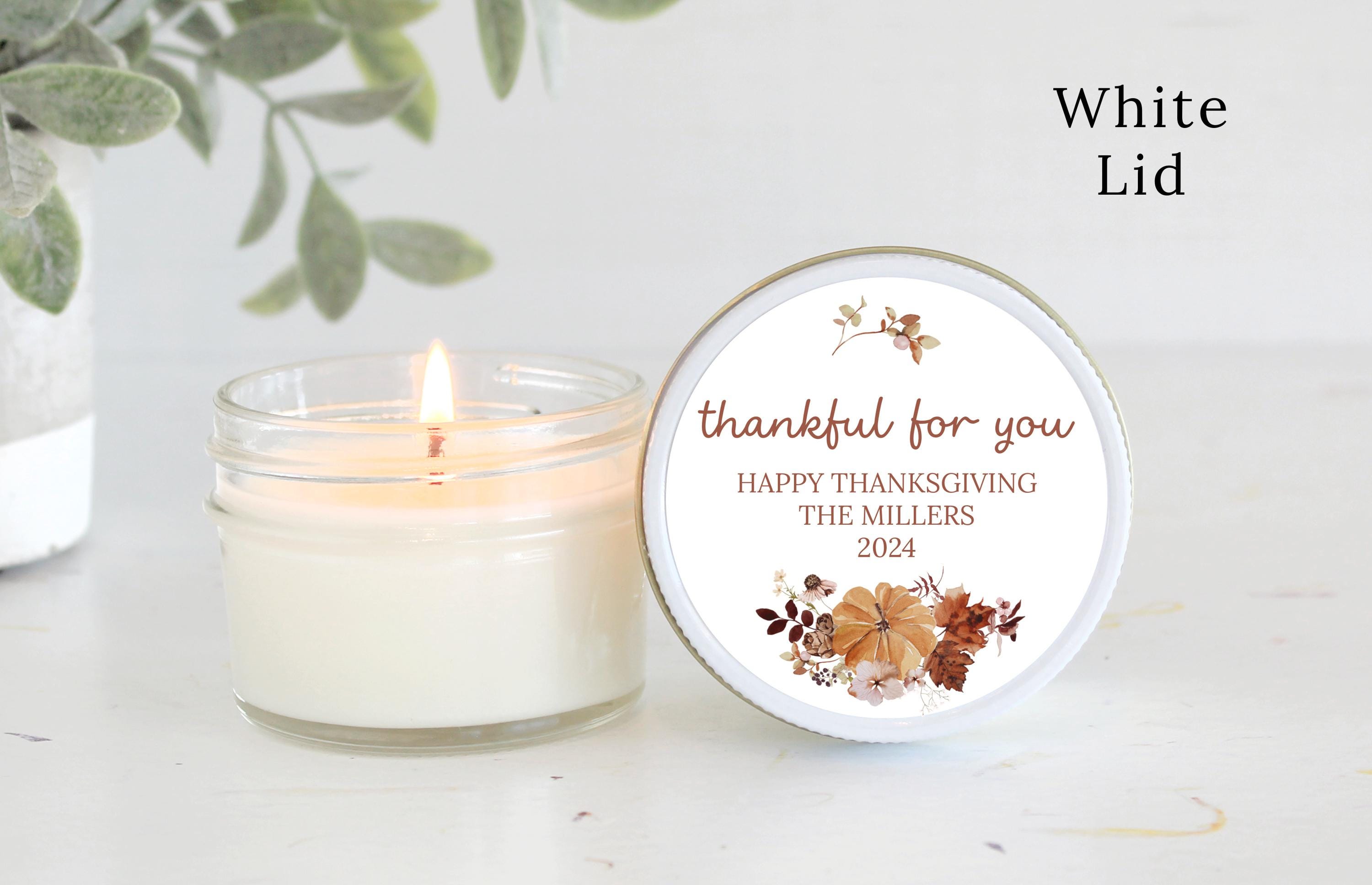 Thanksgiving Candle Favor / Thankful for you / Thanksgiving Table / Fall Candle / Hostess Gift / 4 oz. Candle Favors