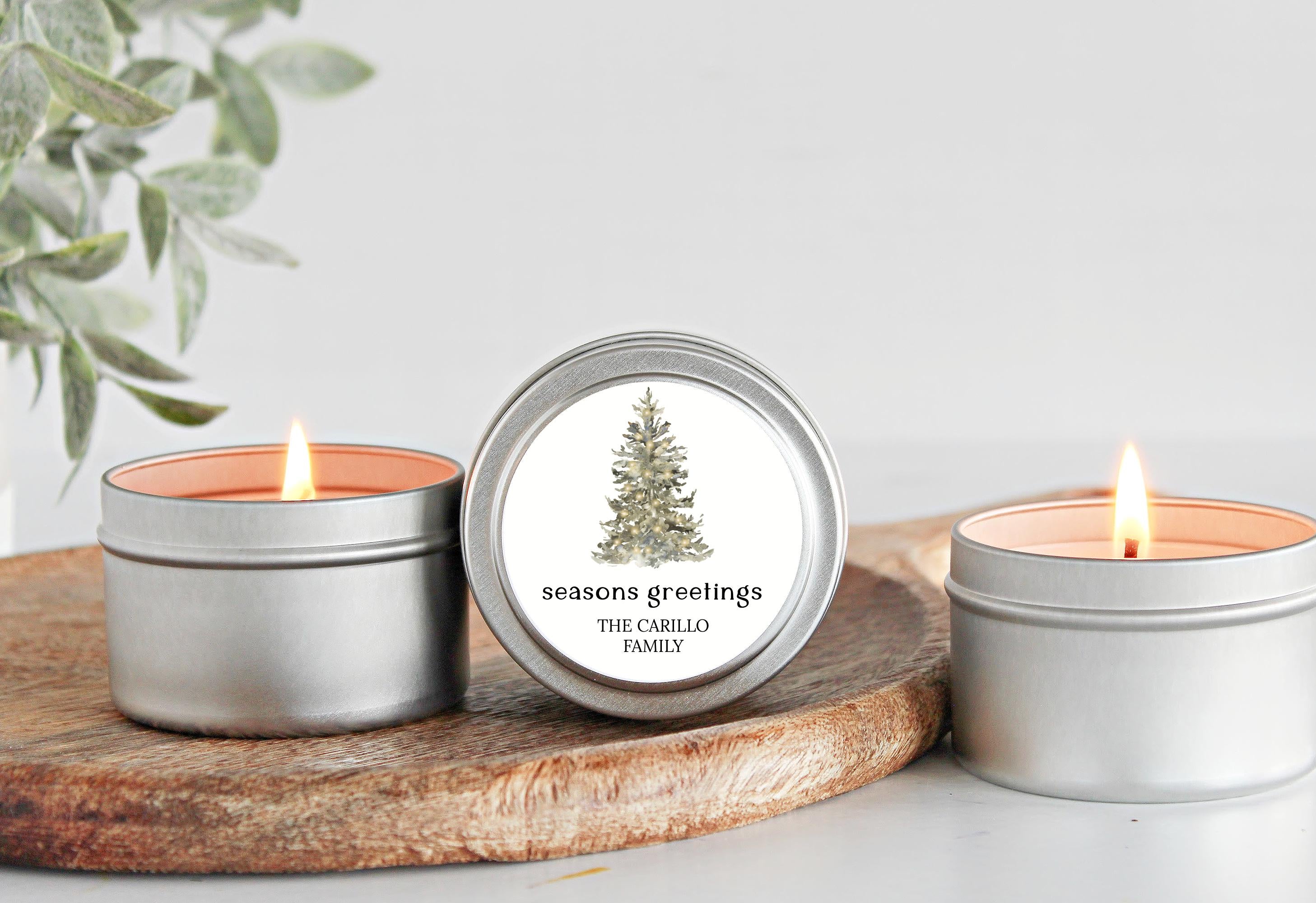 Christmas Candle Favors / Bulk Set of 10 / Custom Holiday Gifts / Corporate Gift / Personalized Merry Christmas Candle Tins / For Neighbors