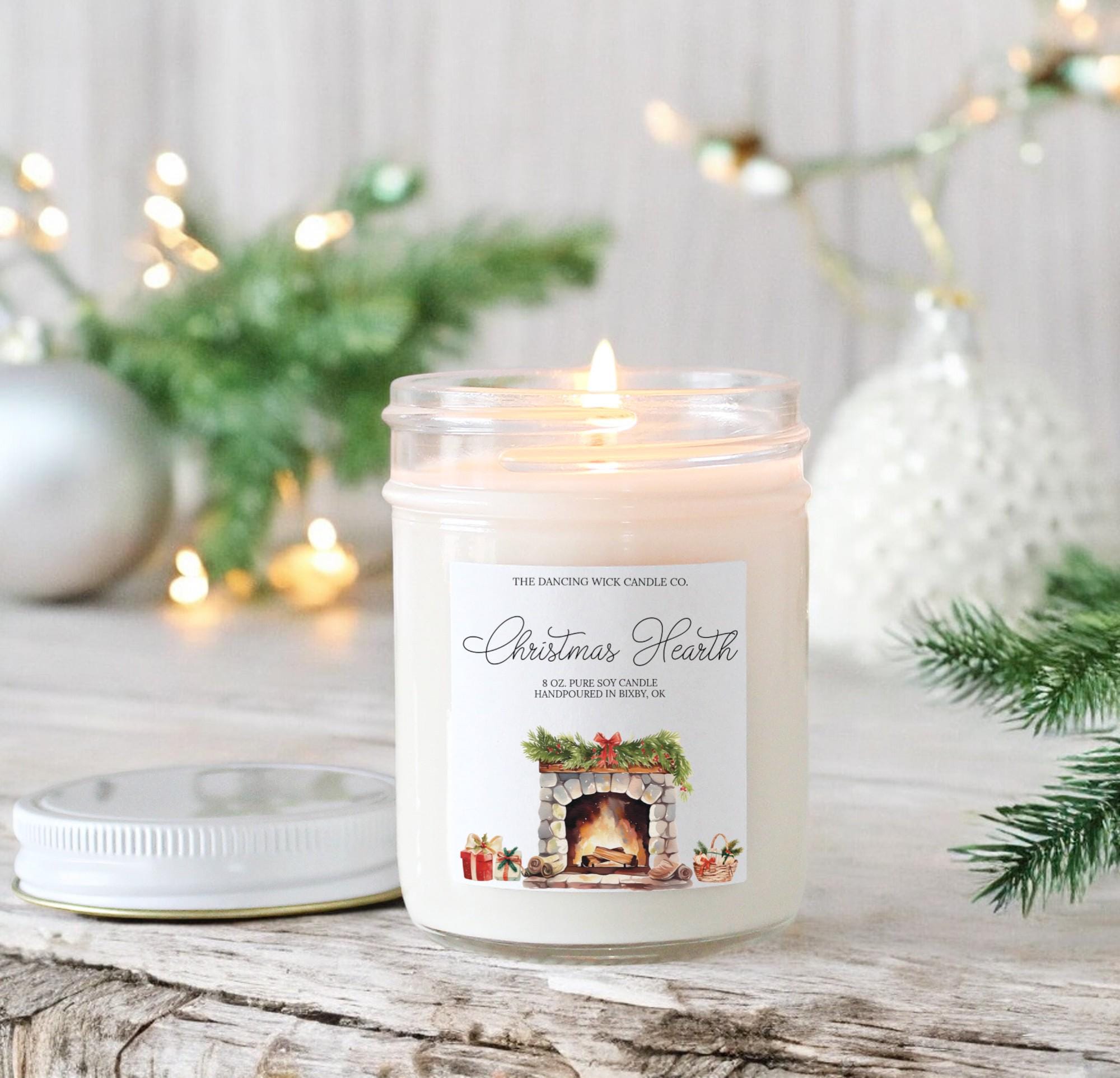 Christmas Hearth Soy Candle | Handpoured Holiday Candle | Fireplace, Pine, Cinnamon & Orange Spice | Cozy Christmas Gift | Stocking Stuffer