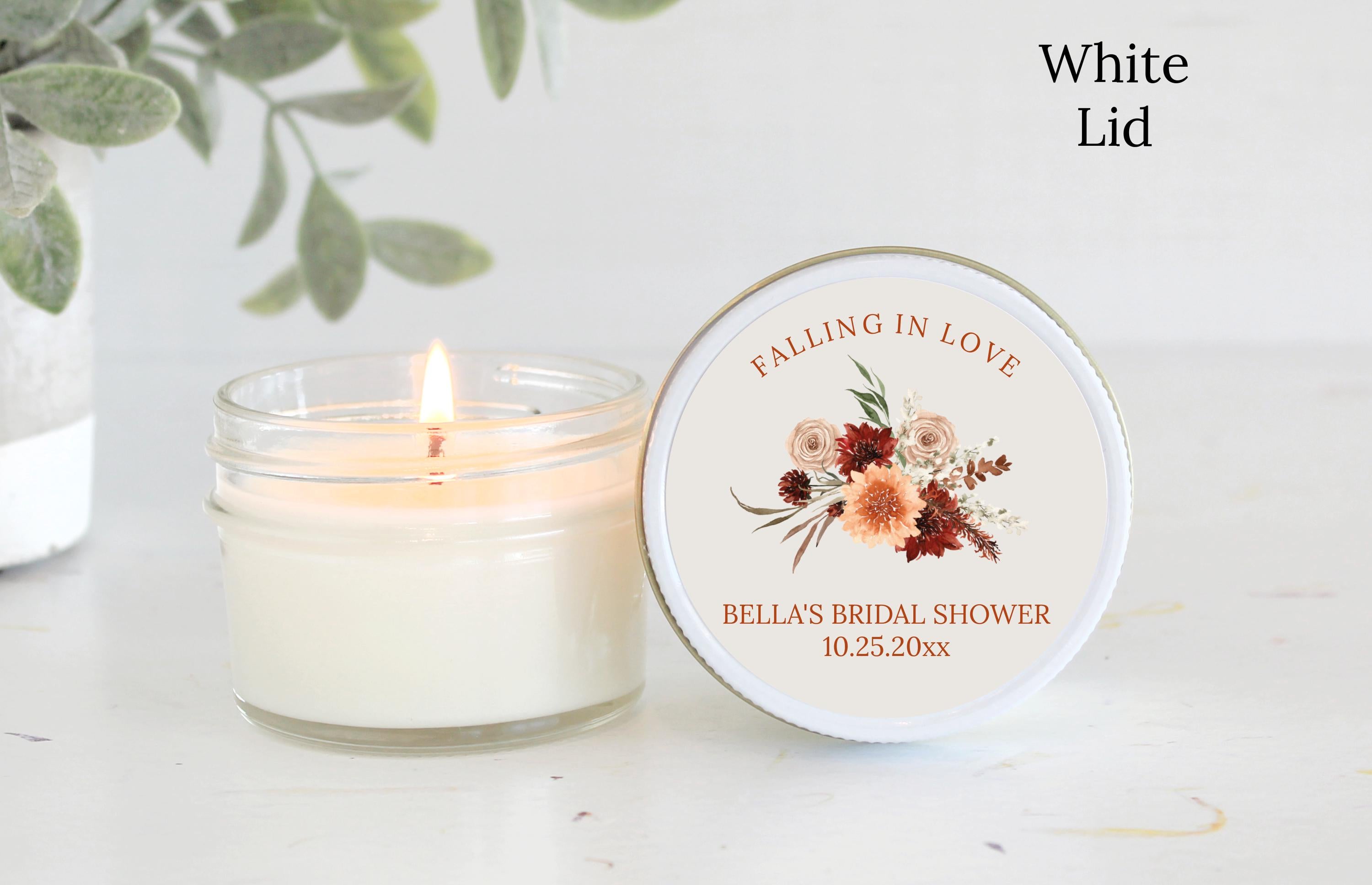 Autumn Wildflower Bridal Shower Favors / 4 oz. Soy Candle / Wedding Favor / Fall Boho Floral Rust Terracotta Burgundy – Falling in love