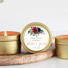 Wedding Favors / Bulk for Guests / Jewel Floral Candle Favors / Set of 10 Candle Tin Favors / Personalized / Fall and Winter Wedding / Moody