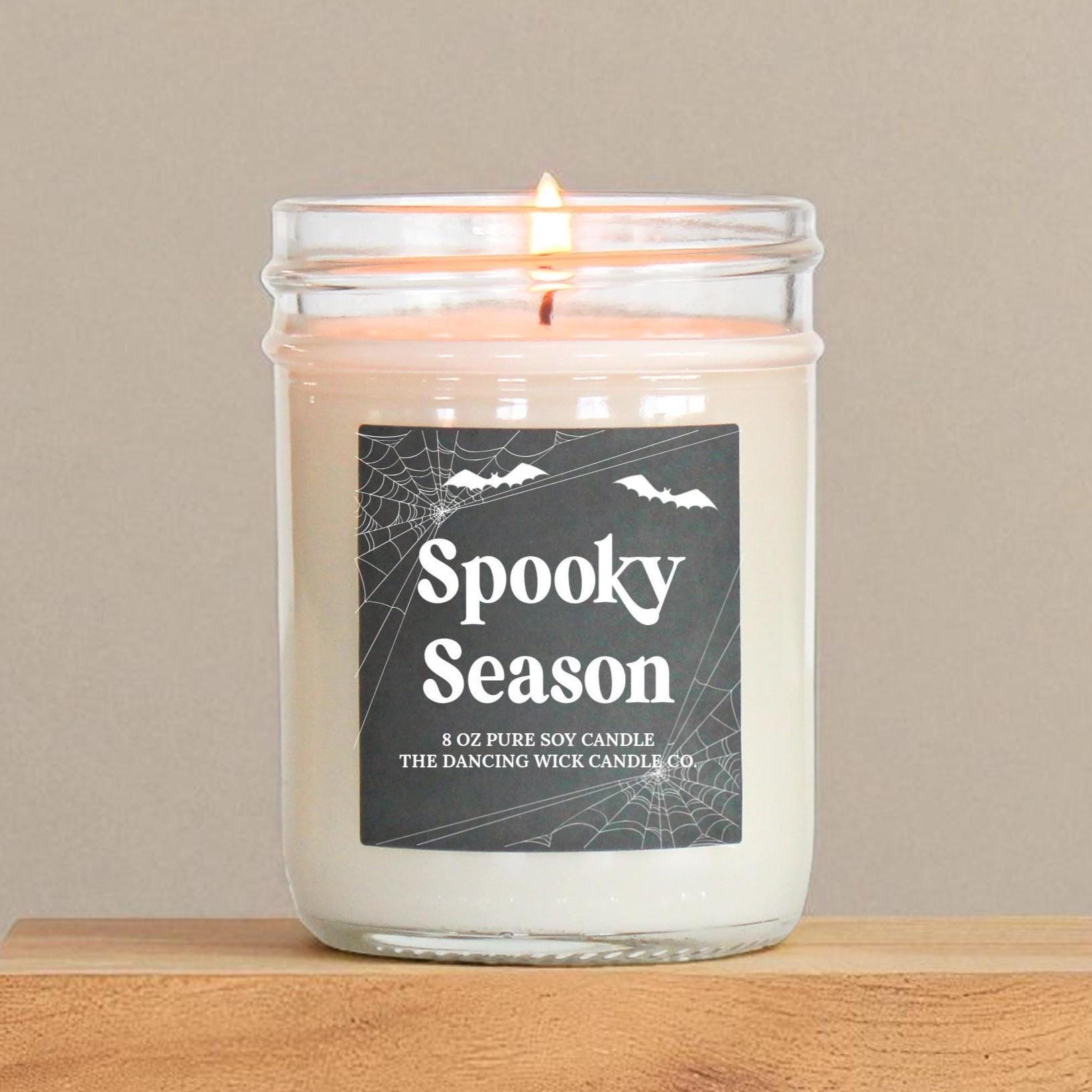 Spooky Season Soy Candle – Halloween Decor - Boo Basket Gift for Her - Bat and Spiderweb Fall scented candles Halloween lover gift for him