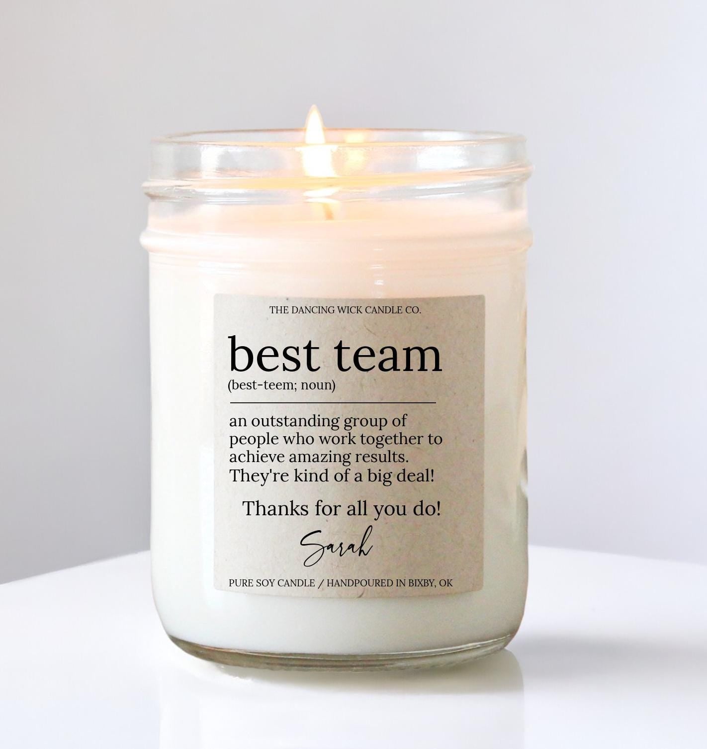 Best Team Personalized Soy Candle, Employee Thank you Gift