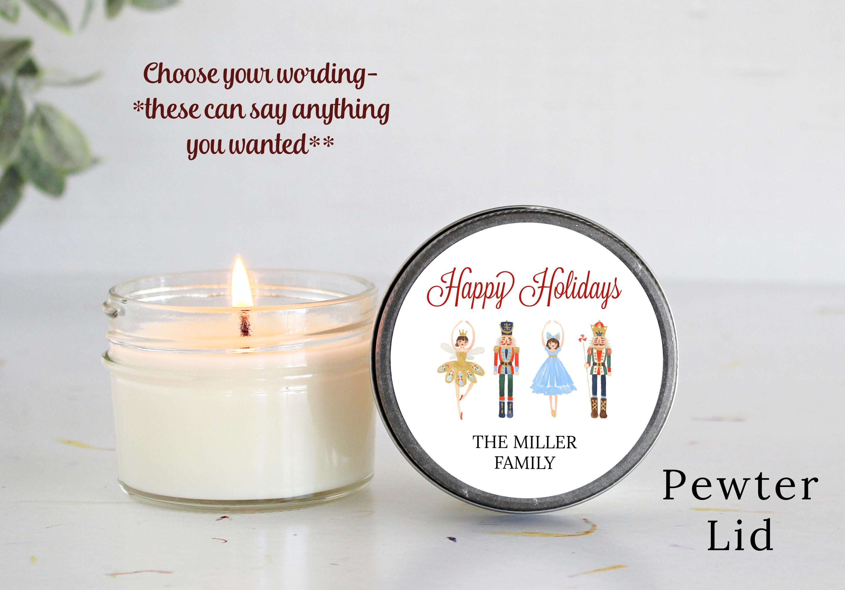 Nutcracker Christmas Candle Favors | Personalized Holiday Gift | Custom 4oz Soy Candles | Merry Christmas | Classic Style