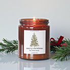 Personalized Merry Christmas Candle – Amber Jar Holiday Gift – 4oz & 8oz Soy Candle - Christmas Tree Design
