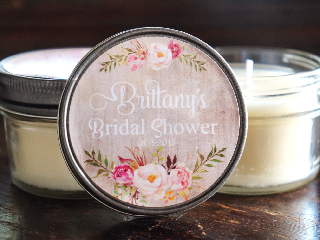 Blush and gold bridal shower favors / 4 oz candle favors / boho inspired bridal shower / rose favor / boho wedding /