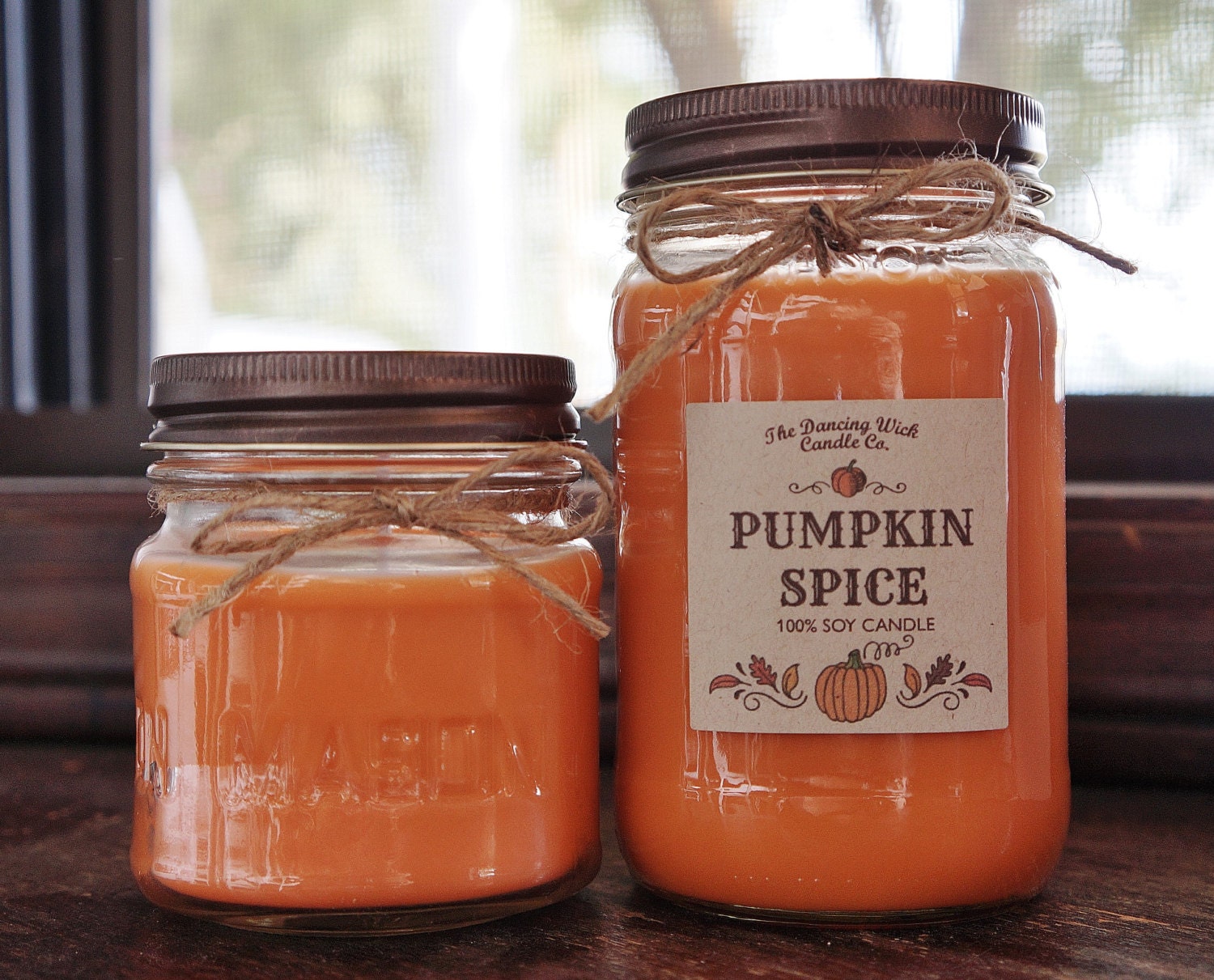 Pumpkin Spice Pure Soy Candle //Large Pint 16 oz.// Half Pint 8 oz candle/Mason Jar Candle/Hand Poured//Fall Candle//Autumn Candle