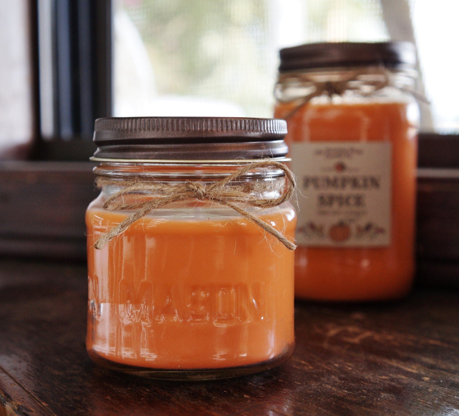 Pumpkin Spice Pure Soy Candle //Large Pint 16 oz.// Half Pint 8 oz candle/Mason Jar Candle/Hand Poured//Fall Candle//Autumn Candle