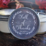 Personalized 4oz Thanksgiving Candle Favor/ Thanksgiving Table Decor/ Thanksgiving Gift/ Thanksgiving Decoration/ Soy Candle/ Chalkboard