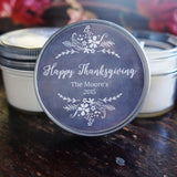 Personalized 4oz Thanksgiving Favor Candle/ Thanksgiving Table Decor/ Holiday Candle/ Thanksgiving Decoration/ Soy Candle/ Chalkboard