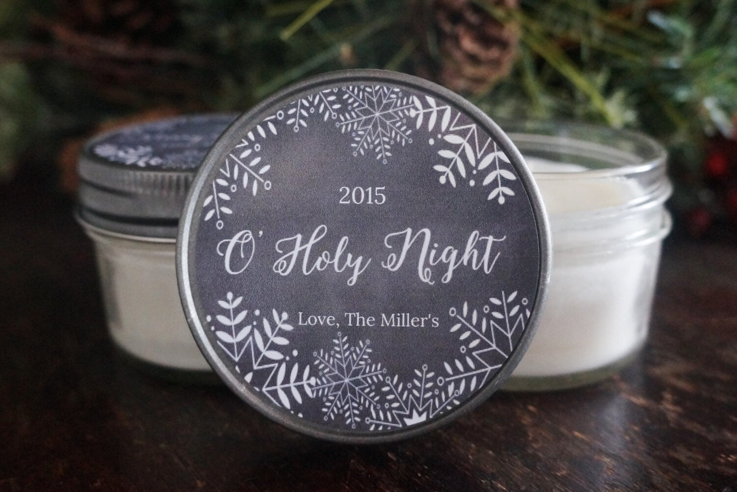 Personalized 4oz Holiday Favor Candle / Christmas Candle Gift / Personalized Holiday Gift/ Christmas Party Favor/ Chalkboard Snowflake Favor