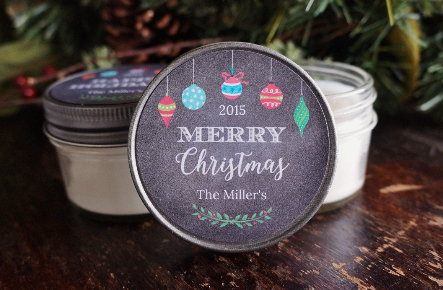 Personalized 4oz Holiday Favor Candle / Christmas Candle Gift / Personalized Holiday Gift/ Christmas Party Favor/ Joy to the World/ Ornament