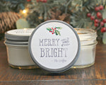 Merry & Bright Christmas Favor / Set of 6 - 4 oz