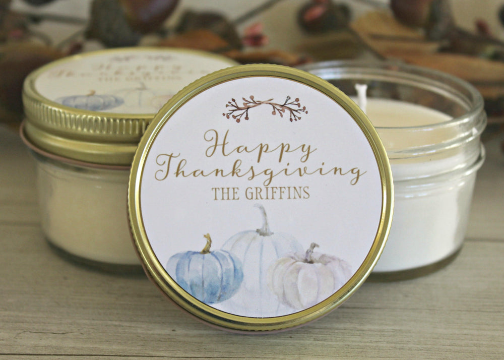 Thanksgiving Gold and White Pumpkin Favor / Set of 6 - 4 oz