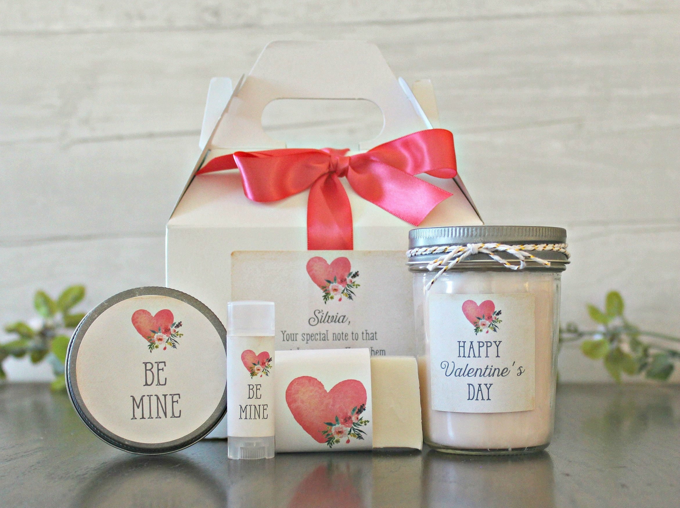 Valentines Day Spa Gift Set / Valentine's Day Candle Gift Set / Be Mine / Happy Valentine's Day / Personalized Spa Gift Set