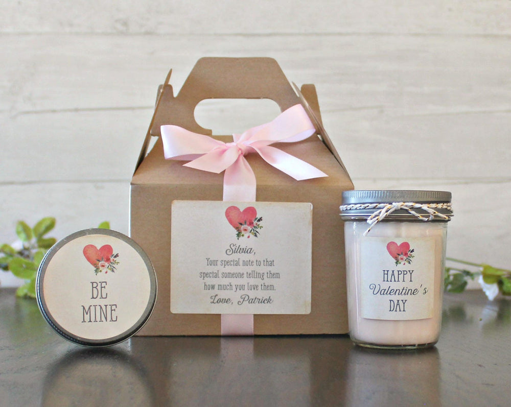 Valentines Day Spa Gift Set / Valentine's Day Candle Gift Set / Be Mine / Happy Valentine's Day / Personalized Spa Gift Set
