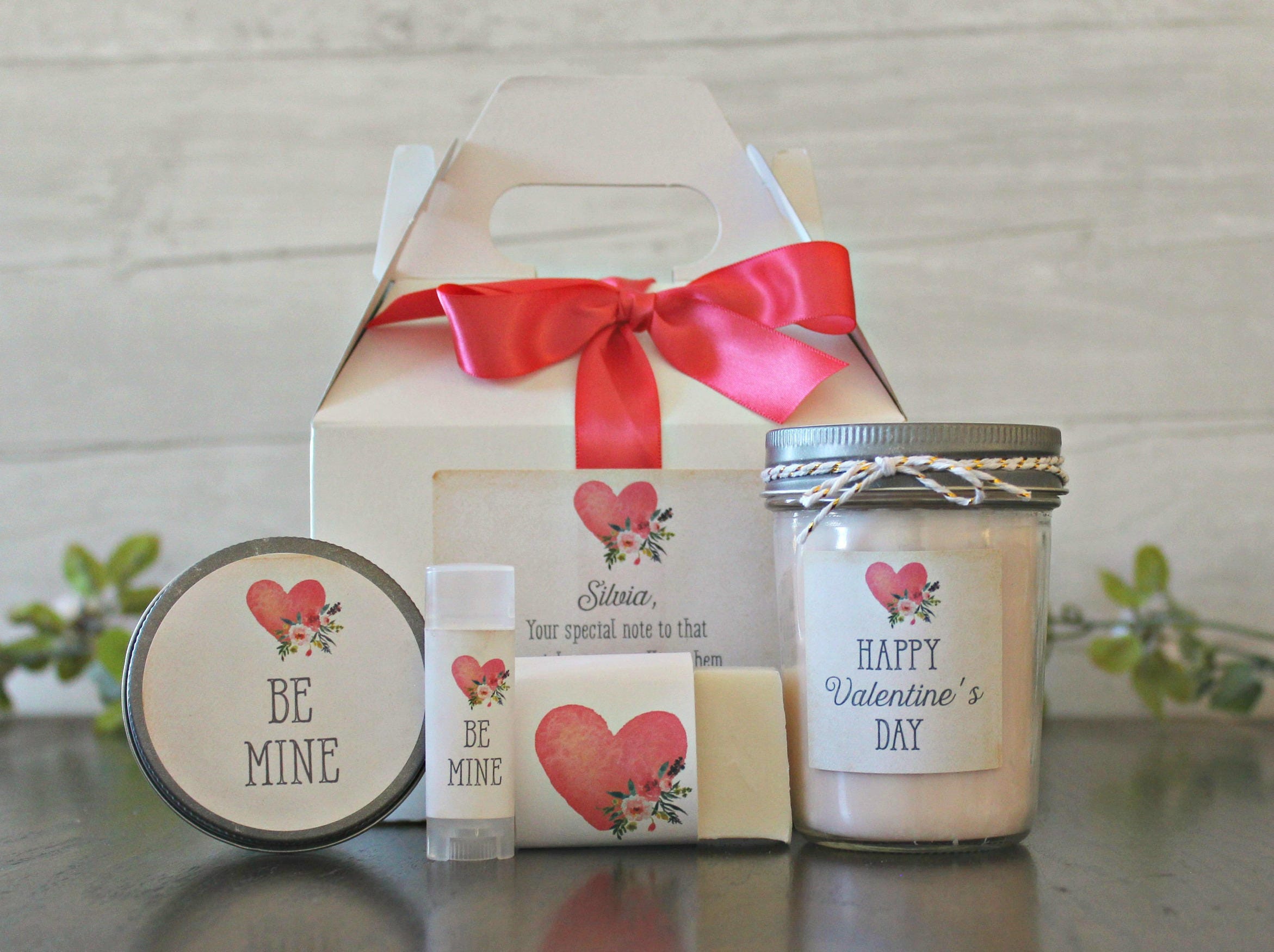 Valentines Day Spa Gift Set / Valentine's Day Candle Gift Set / Be Mine / Happy Valentine's Day / Personalized Spa Gift Set